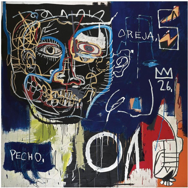 Tableaux sur toile, reproducción de Jm Basquiat Sin título - Pecho - Oreja - 1982-83