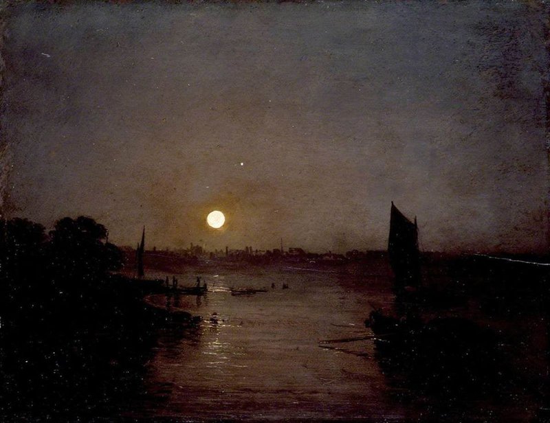 Tableaux sur toile, reproduction de Jmw Turner Moonlight A Study At Millbank