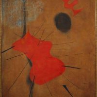 Joan Miro pintando La mancha roja 1925