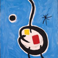 Lienzo de personaje E de Joan Miro - 1978
