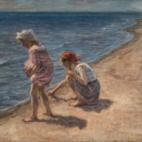 يوهانس ويلهيلم فتاتان على شاطئ سكاجين 1910