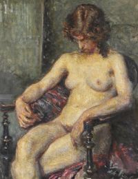 Johansen Viggo A Nude Female Model Sitting On A Chair canvas print