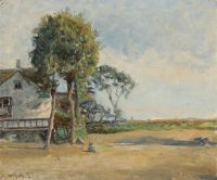 يوهانسن فيجو منظر طبيعي مع منزل 1892