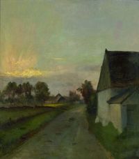 Johansen Viggo Road By Farm At Sunset canvas print