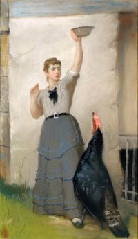 Johnson Eastman Feeding The Turkey Ca. 1872 80 canvas print