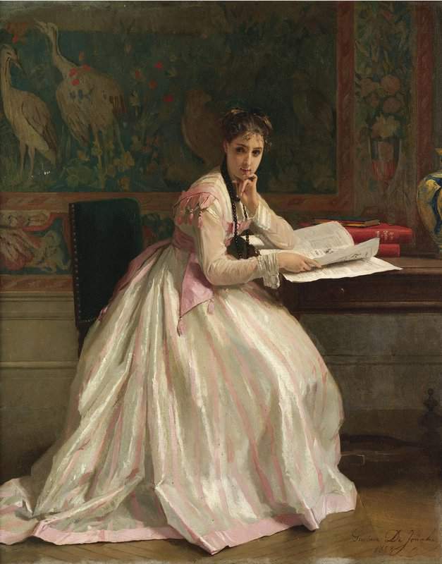 Jonghe Gustave Leonhard De A Moment Of Distraction 1868 canvas print