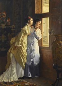 Jonghe Gustave Leonhard De Awaiting The Suitor canvas print