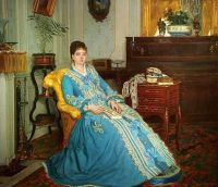 Jonghe Gustave Leonhard De Dame In Het Blauw canvas print
