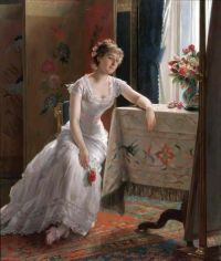Jonghe Gustave Leonhard De Girl With A Rose canvas print