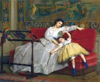 Jonghe Gustave Leonhard De Mother With Her Young Daughter 1865 canvas print