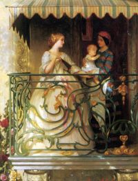 Jonghe Gustave Leonhard De auf dem Balkon