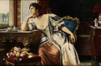 Jonghe Gustave Leonhard De Thoughts When Composing The Letter canvas print