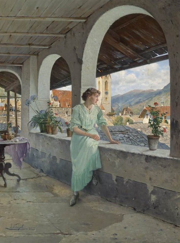 Tableaux sur toile, reproduction de Josef Kinzel The View Over The Roofs