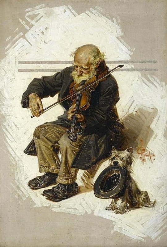 Tableaux sur toile, reproduction de Joseph Christian Leyendecker The Violinist And His Assistant 1916