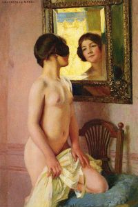 Jules Marie Auguste Leroux The Mirror canvas print