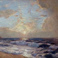 Julius Olsson Ra Sunset ساحل الكورنيش 1920