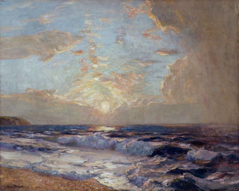 Tableaux sur toile, reproduction de Julius Olsson Ra Sunset Cornish Coast 1920