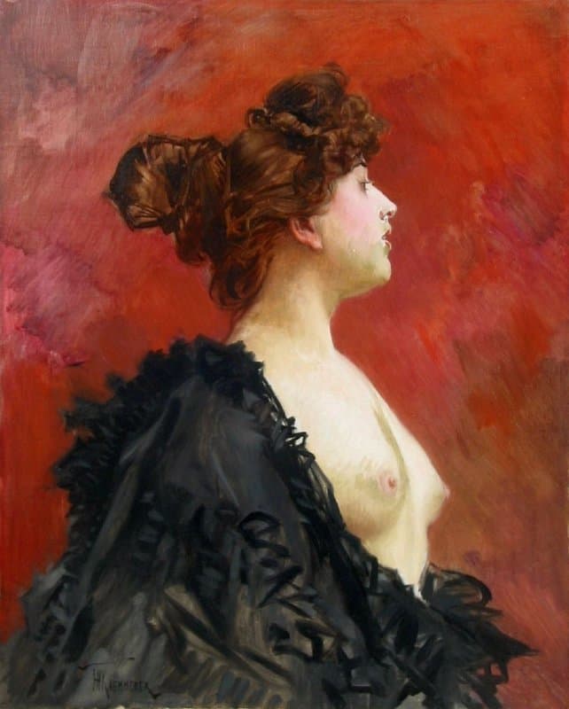 Kaemmerer Frederik Hendrik Portrait Of A Woman With Naked Breasts canvas print