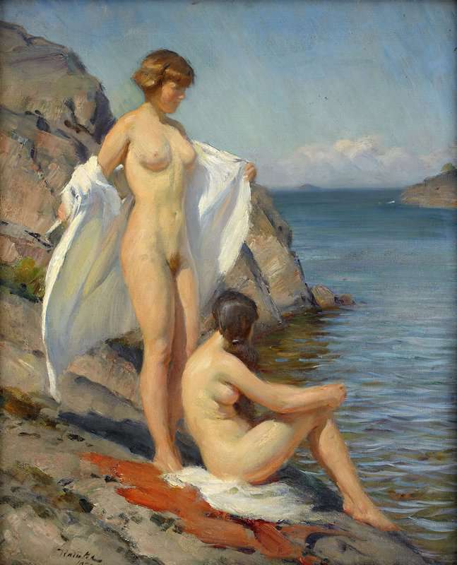 Kamke Ivar Badande Flickor Pa Klippor 1932 canvas print