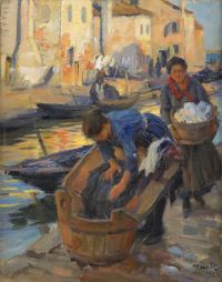 Kamke Ivar Tvatterskor Vid Kanalen Venedig 1920