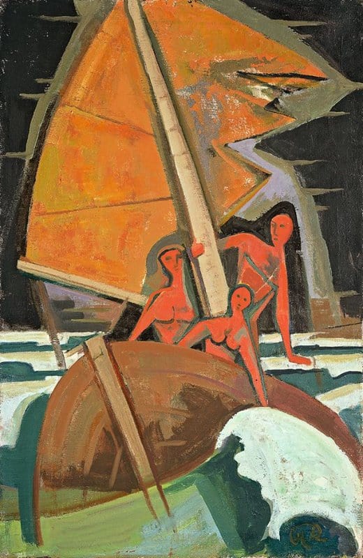 Tableaux sur toile, reproduction de Karl Hofer Boat In The Storm 1952