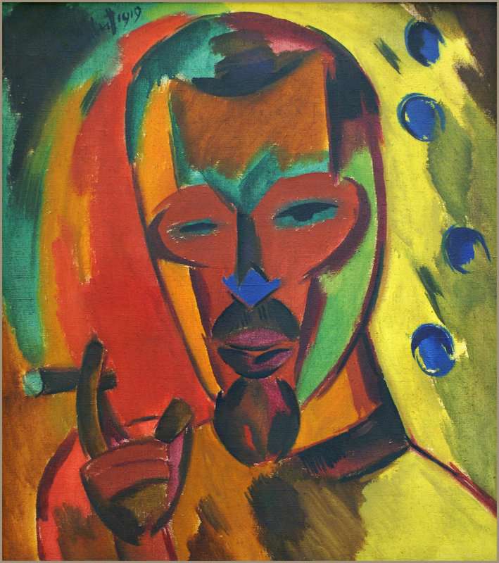 Karl Schmidt Rottluff Self Portrait With Cigar   1919 canvas print