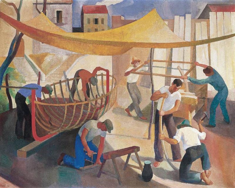 Tableaux sur toile, reproduction de Karoly Patko Workers 1930