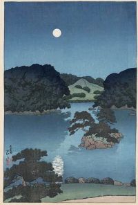가와세 하스이 달밤-다이센 수이 연못-1920