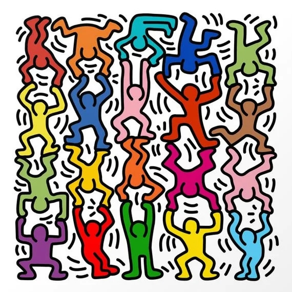 Keith Haring Acrobats Colors art print on canvas