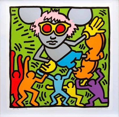 Keith Haring Andy Mouse High-Quality Art Print On Canvas