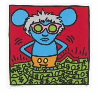 Keith Haring Andy Mouse Dollars Leinwanddruck