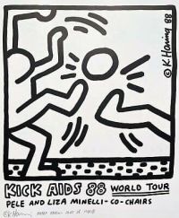 Cuadro Keith Haring Kick Aids 1988 con Pele y Minelli