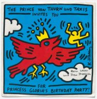 Invitación a la fiesta de cumpleaños de Keith Haring Princesa Gloria S impresión de lienzo