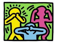 Keith Haring Nichts Böses sehen, nichts Böses hören, nichts Böses sprechen, Leinwanddruck