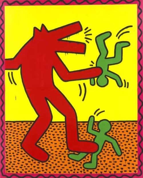 Keith Haring Untitled 1982   Anubis Dog Eat Men canvas print