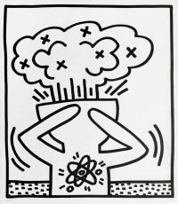Lienzo Keith Haring Sin título 1983 Bomba atómica en la cabeza