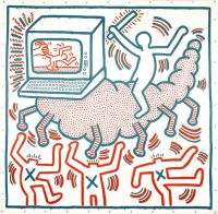 Keith Haring Untitled 1983   Caterpillar With Computer Head
