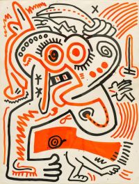 Lienzo Keith Haring Sin título 1984 Sabre Fight