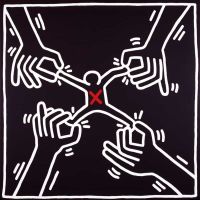 Keith Haring Senza titolo 1985 Apharteid dovrebbe finire