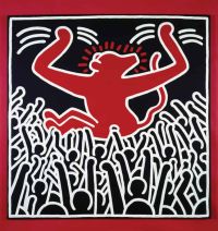 Keith Haring Ohne Titel 1985 Menschenmenge und Affe