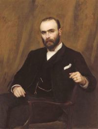 Kennington Thomas Benjamin Porträt von Alexander Garthside White sitzend in dreiviertel Länge in einem schwarzen Anzug 1889