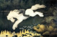 Kittelsen Theodor Severin Boy على الحصان الأبيض الحصان الذي يصور طباعة قماش Nix