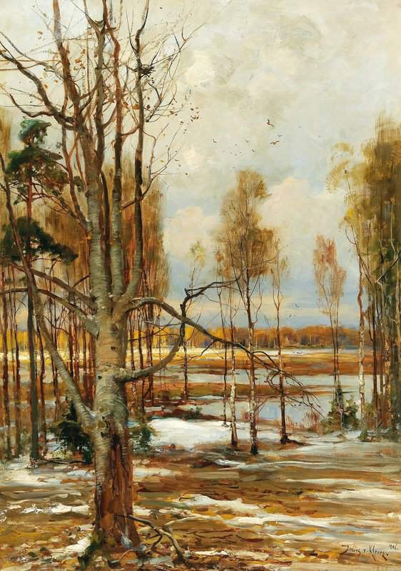 Klever Julius Sergius Von An Early Spring Landscape With A Beech Tree In The Foreground canvas print