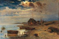 مشهد كليفر يوليوس سرجيوس فون عند الغسق على ساحل بحر البلطيق