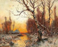 Klever Julius Sergius Von Winter Landscape With Birch In The Evening Light canvas print