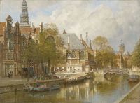 Klinkenberg Karel Eine Ansicht des Oudezijds Voorburgwal mit der Oude Kerk und der St. Nicolaaskerk Amsterdam Leinwanddruck