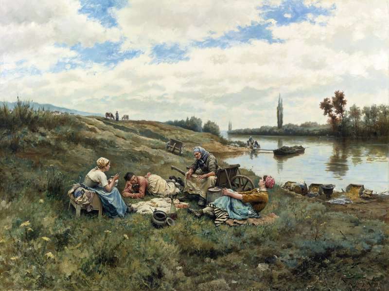 Knight Daniel Ridgway Apres Un Dejeuner. Bords De La Seine canvas print