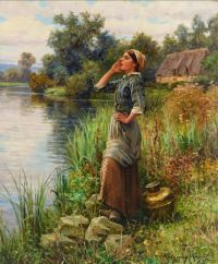 Knight Daniel Ridgway Calling Across The River canvas print