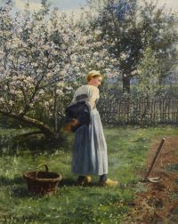 Knight Daniel Ridgway In The Orchard Ca. 1891 canvas print