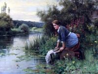 Knight Daniel Ridgway Laundress By The Water S Edge 1922 canvas print